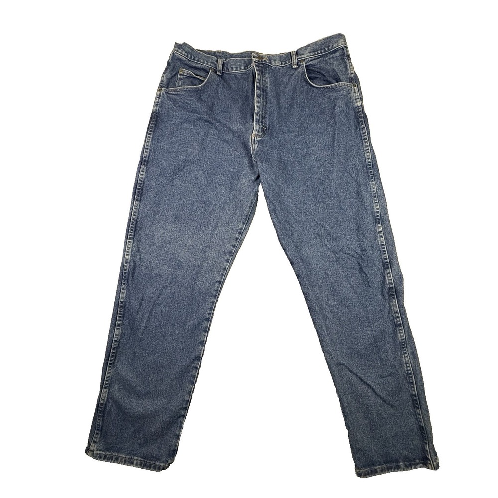 Wrangler Rugged Wear Men's 42x32 Blue Regular Fit Straight Leg Jeans SEE DESCRIP